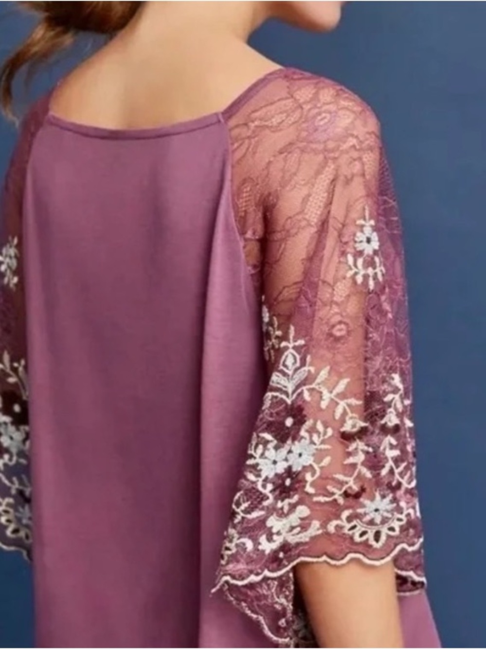 Anthropologie Akemi + Kin  Purple Lace Flutter Sleeve Blouse